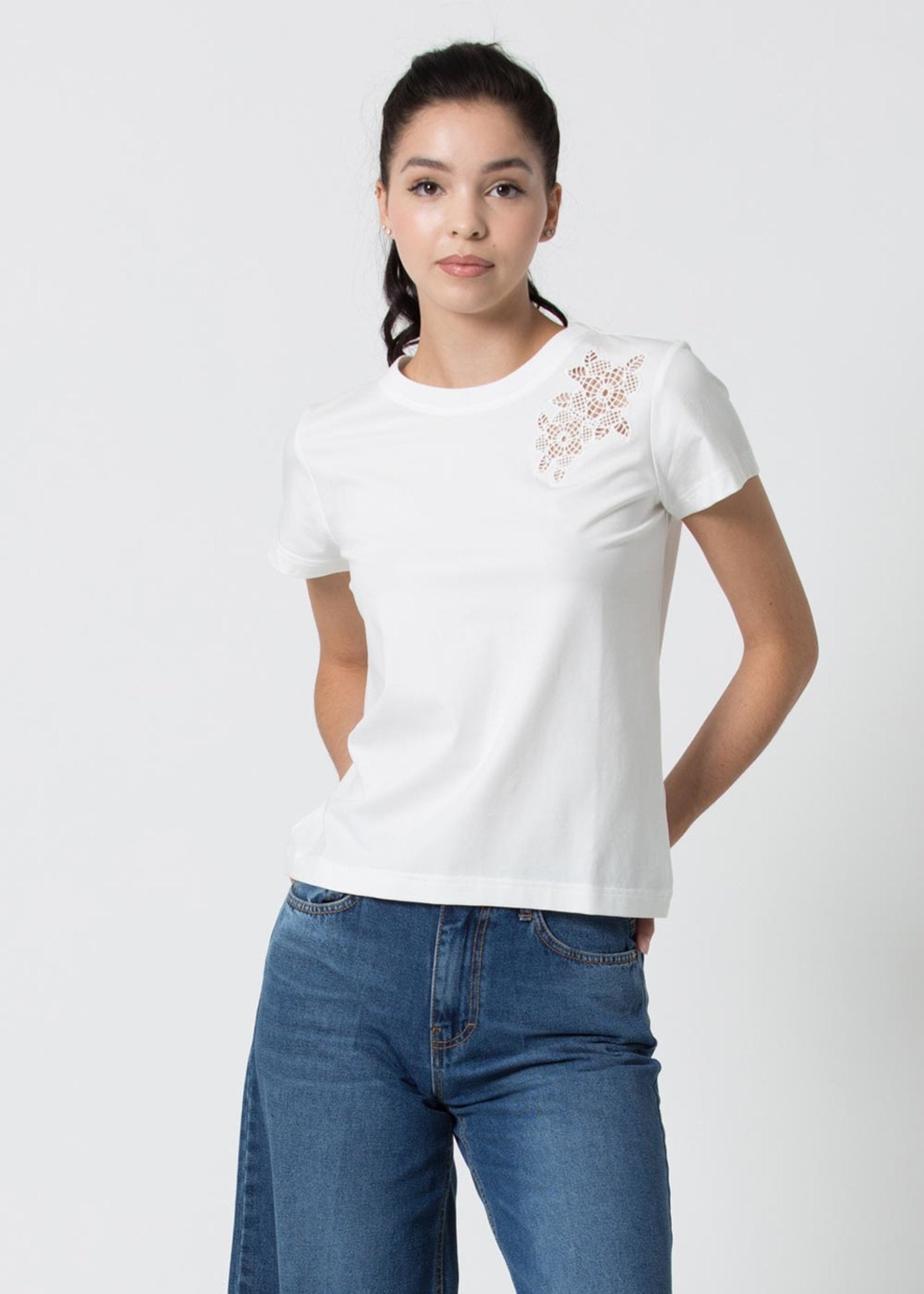 T-Shirt Kocca Girocollo / Bianco - Ideal Moda