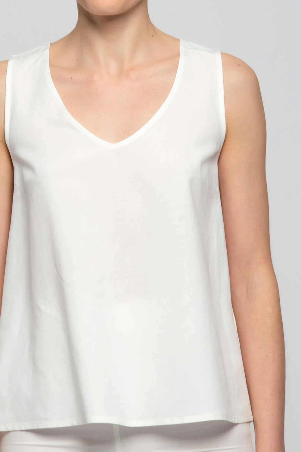 Top in Viscosa e Lino Kocca / Bianco - Ideal Moda