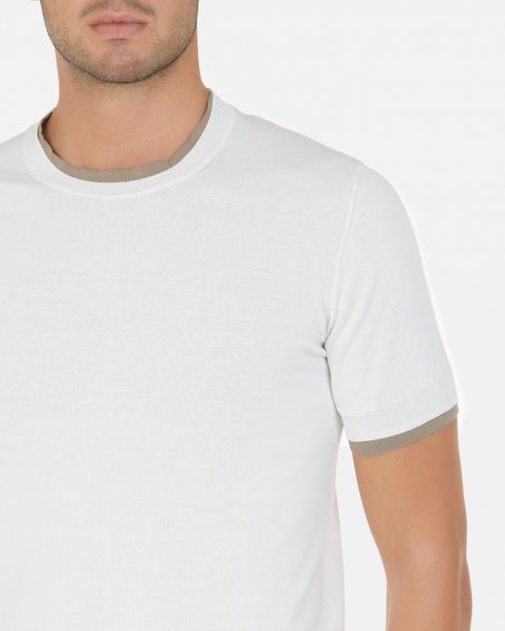 Maglia con profili a contrasto / Bianco - Ideal Moda