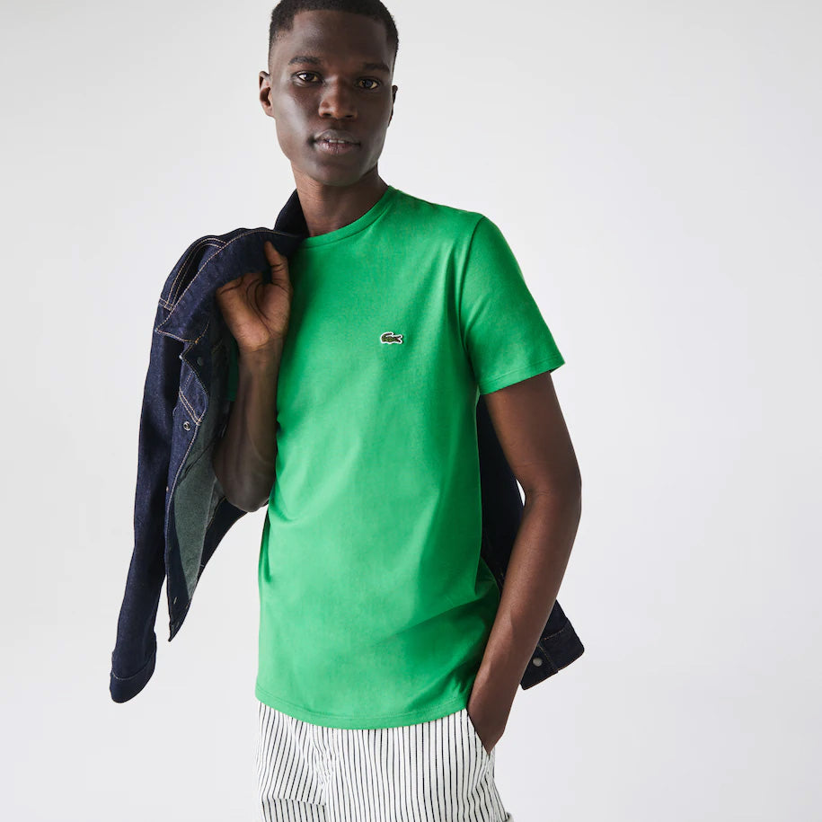 T-shirt a girocollo in jersey di cotone Pima / Verde - Ideal Moda