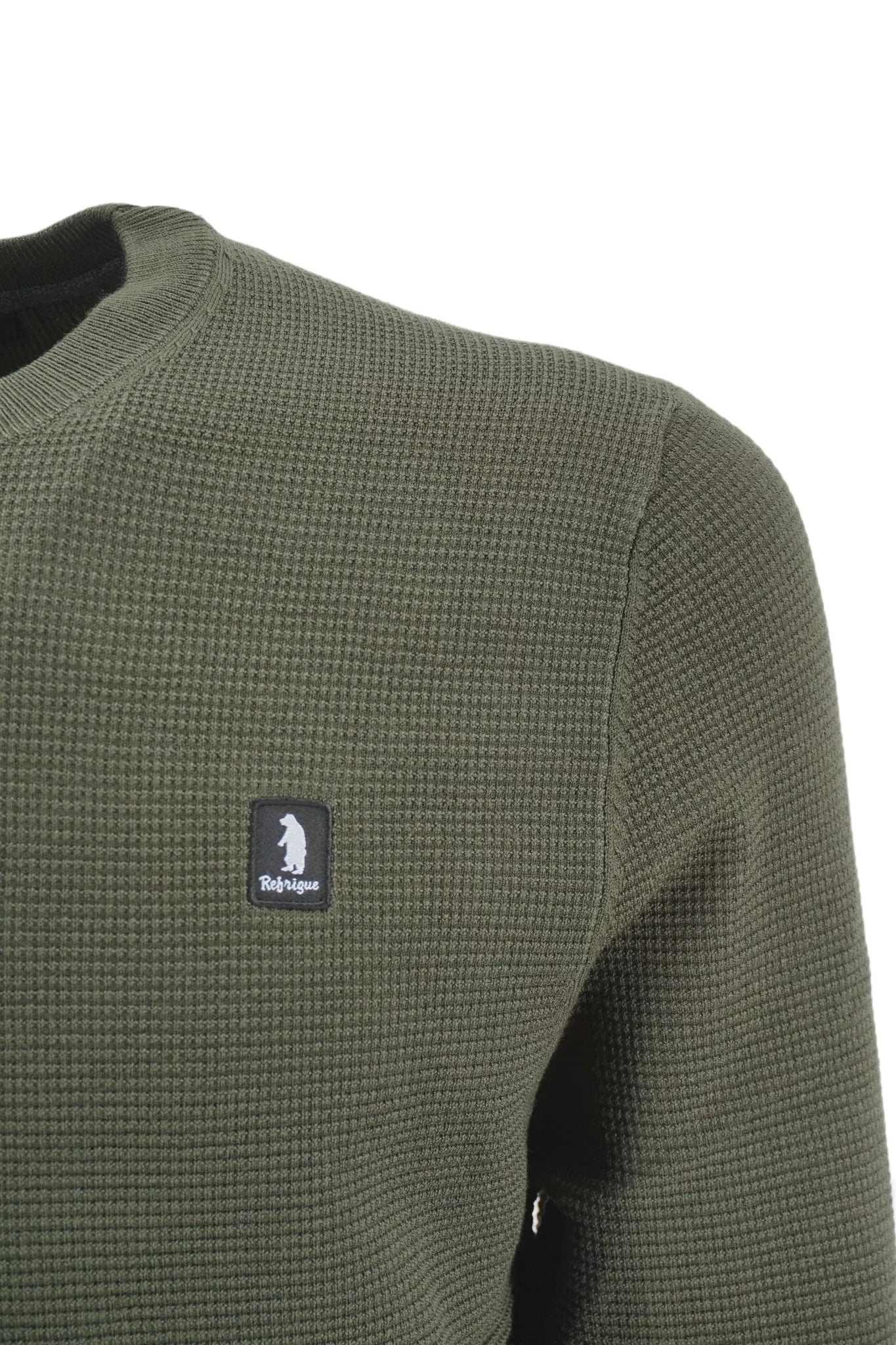 Maglia Girocollo con Tessuto Tramato Refrigue / Verde - Ideal Moda