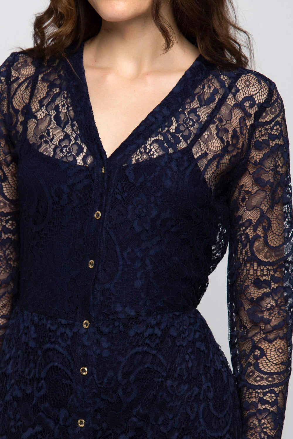 Abito Lungo in Pizzo Kocca / Blu - Ideal Moda