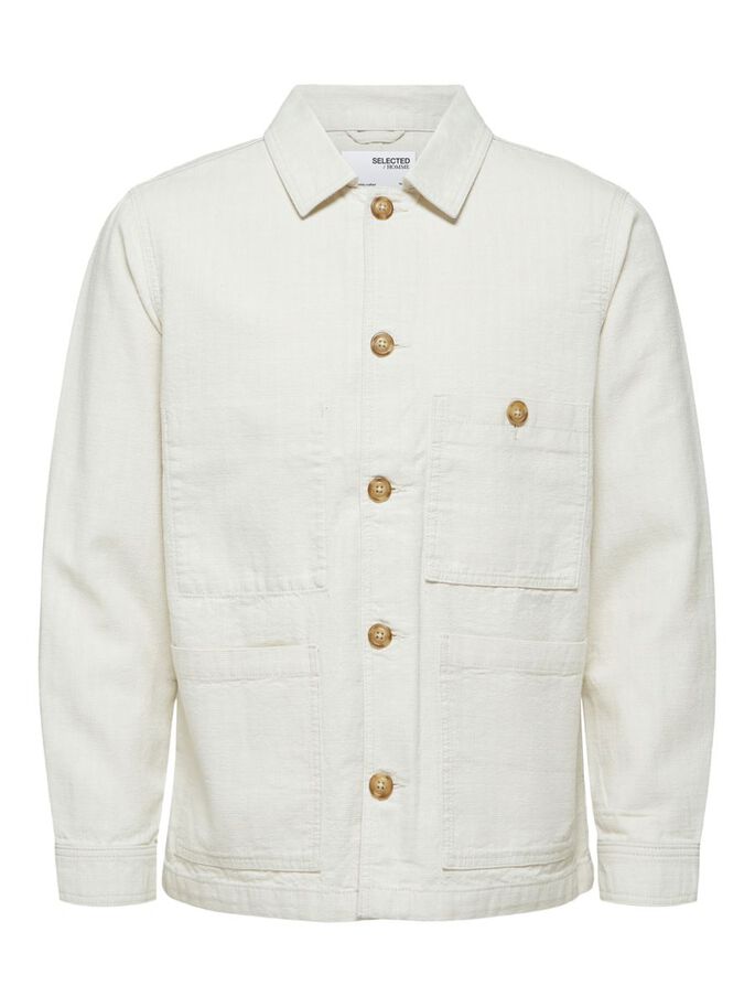 Giacca Camicia in Cotone Strutturato / Bianco - Ideal Moda
