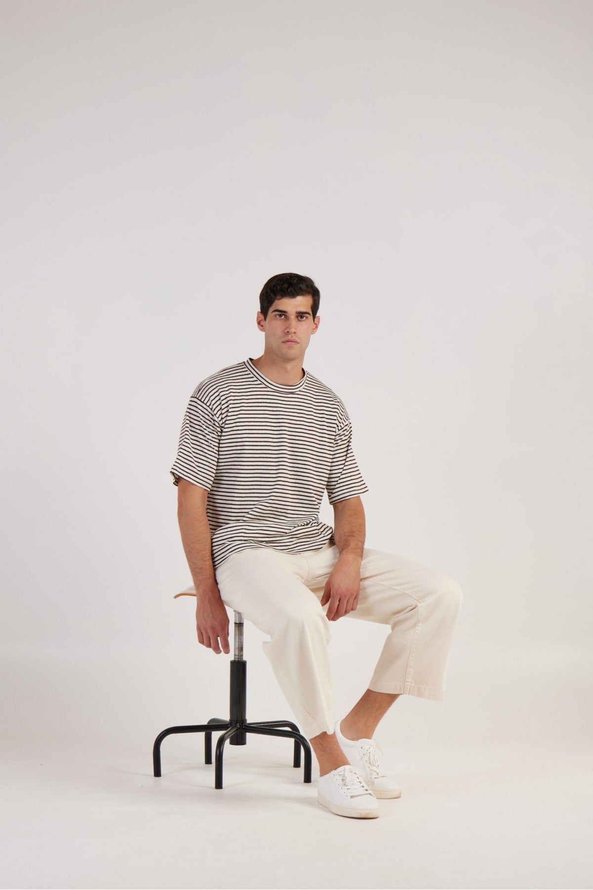T-Shirt in Lino a Righe Daniele Fiesoli / Marrone - Ideal Moda