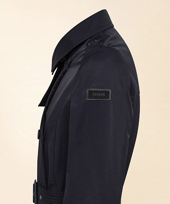 Trench doppio petto in cotone e nylon / Blu - Ideal Moda
