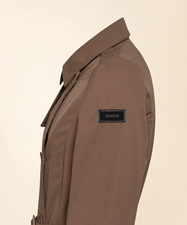 Trench doppio petto in cotone e nylon / Marrone - Ideal Moda
