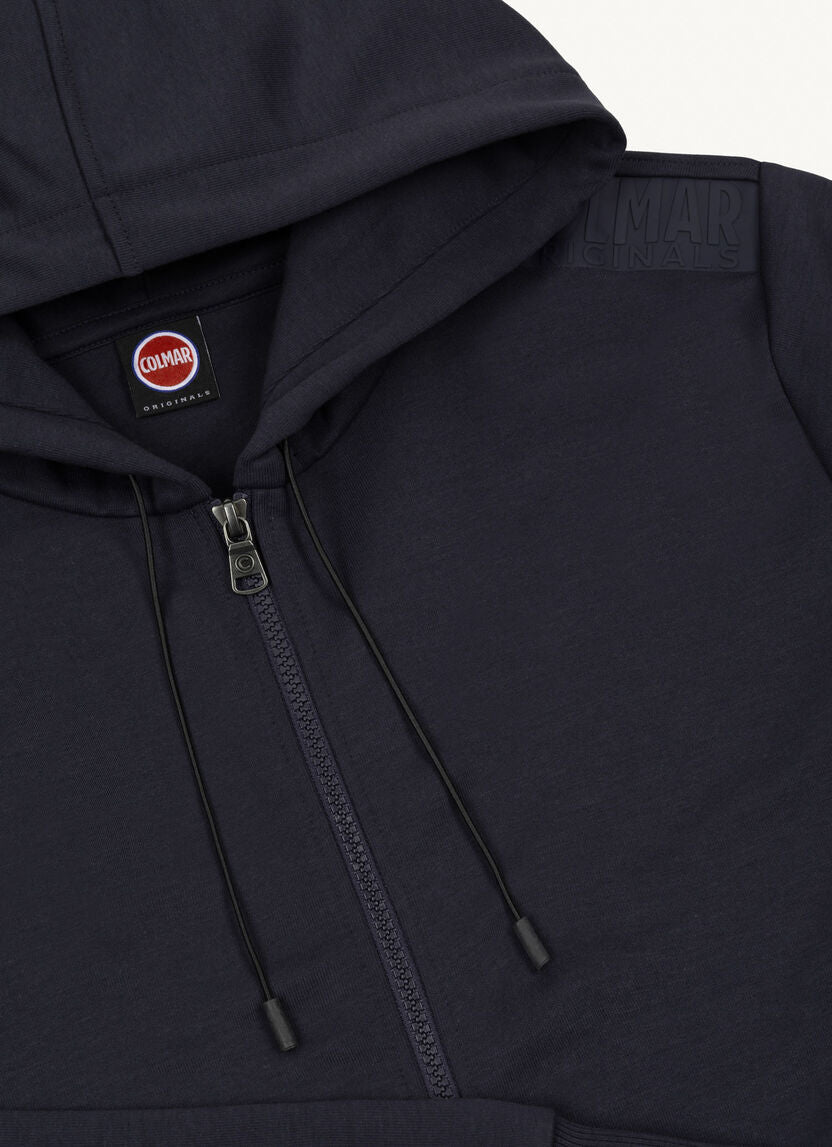 Felpa Full Zip con Scritta Transfer / Blu - Ideal Moda