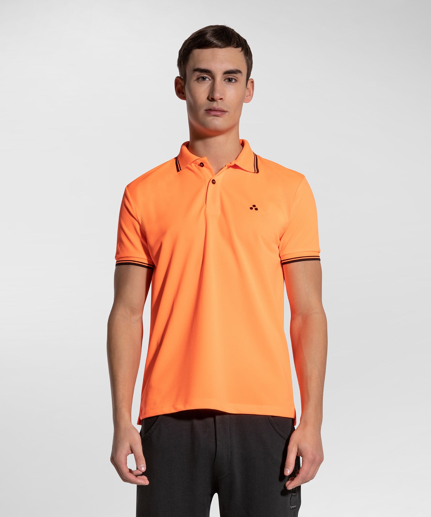 Polo in Piquet Fluo con Dettagli Grafici / Azzurro - Ideal Moda