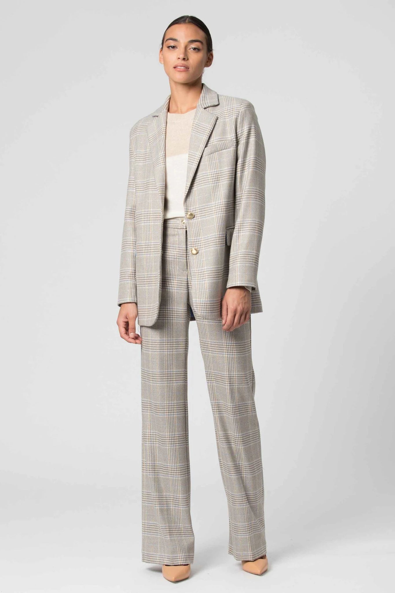 Pantalone Elegante a Fantasia Kocca / Beige - Ideal Moda