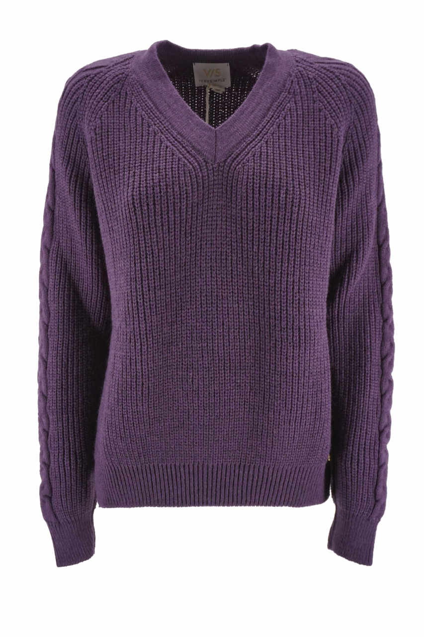 Maglia Very Simple scollo V / Viola - Ideal Moda