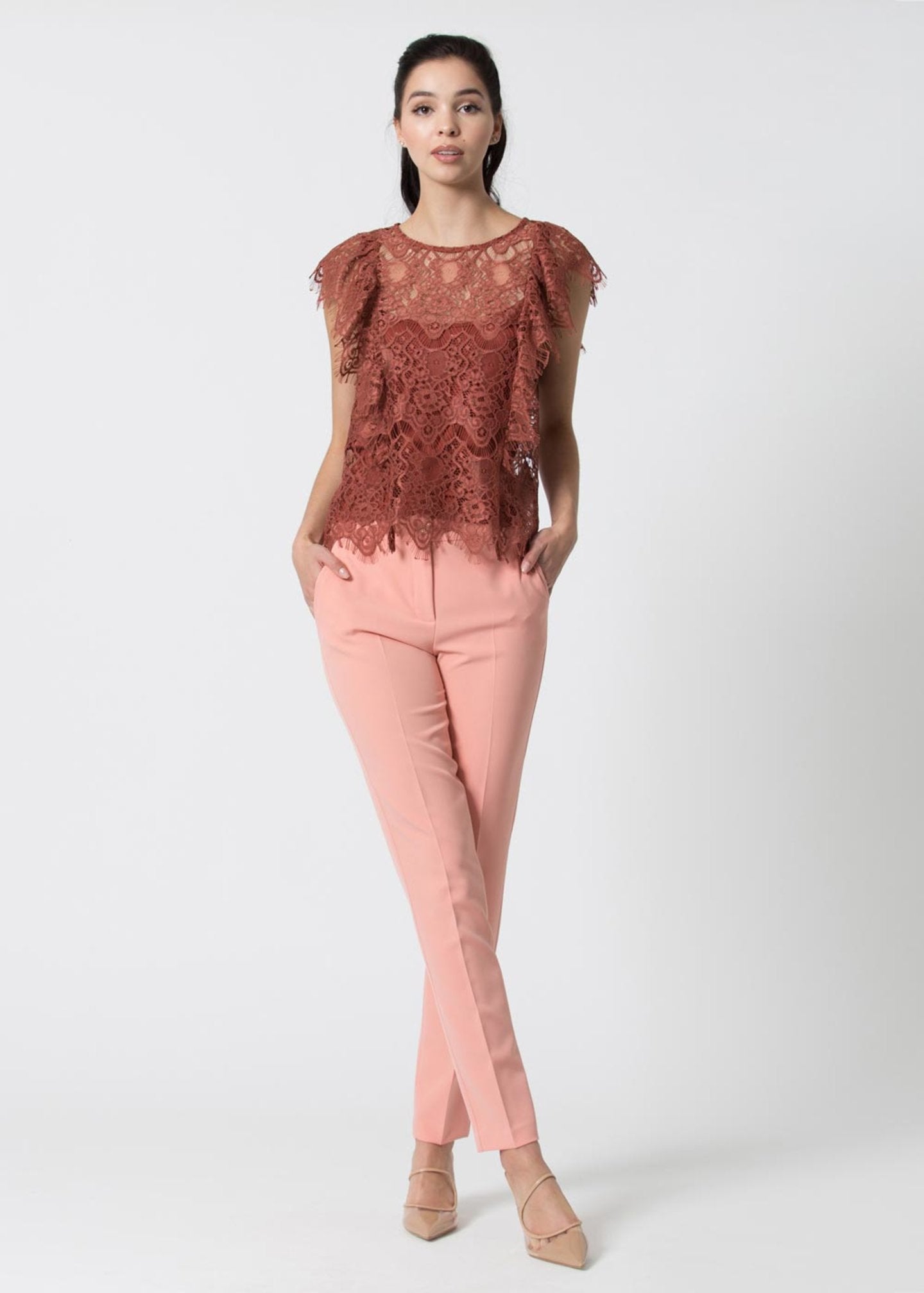 Canotta Kocca in Pizzo / Marrone - Ideal Moda
