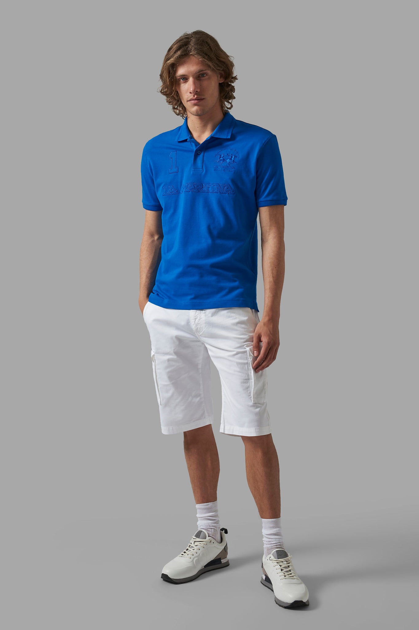 Polo in Piquet Stretch / Blu - Ideal Moda
