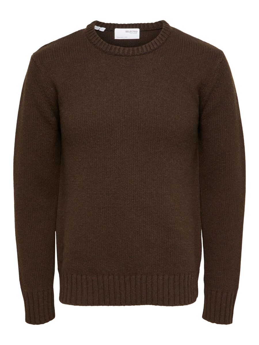 Maglia Girocollo Selected / Marrone - Ideal Moda