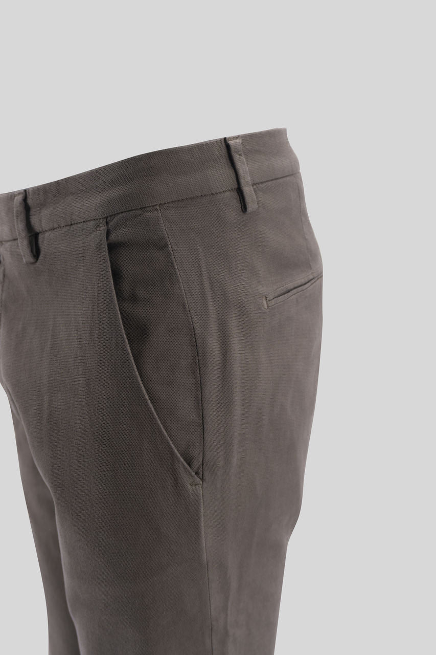 Pantalone in Cotone Tramato / Marrone - Ideal Moda