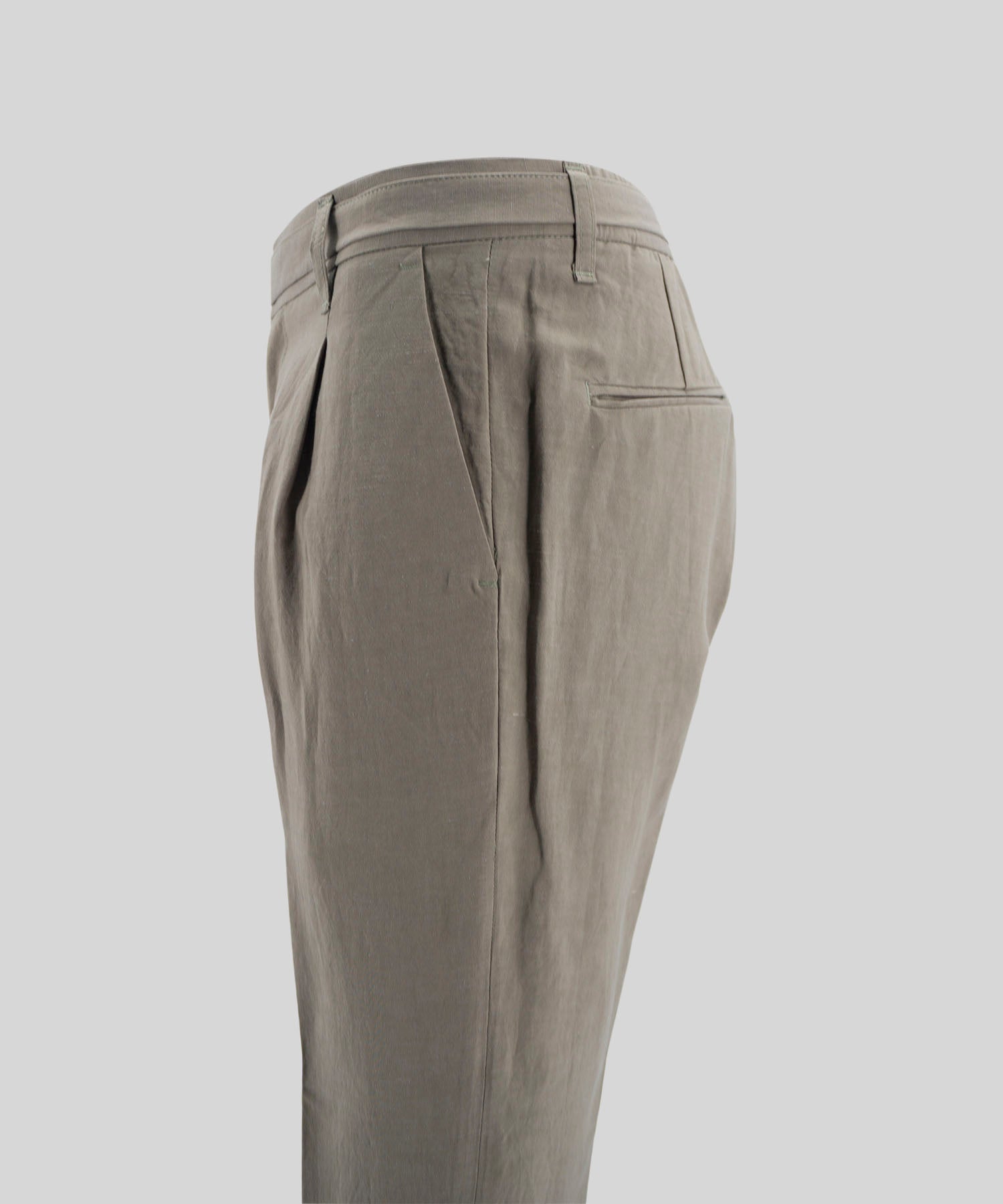 Pantalone con Coulisse Misto Lino / Verde - Ideal Moda