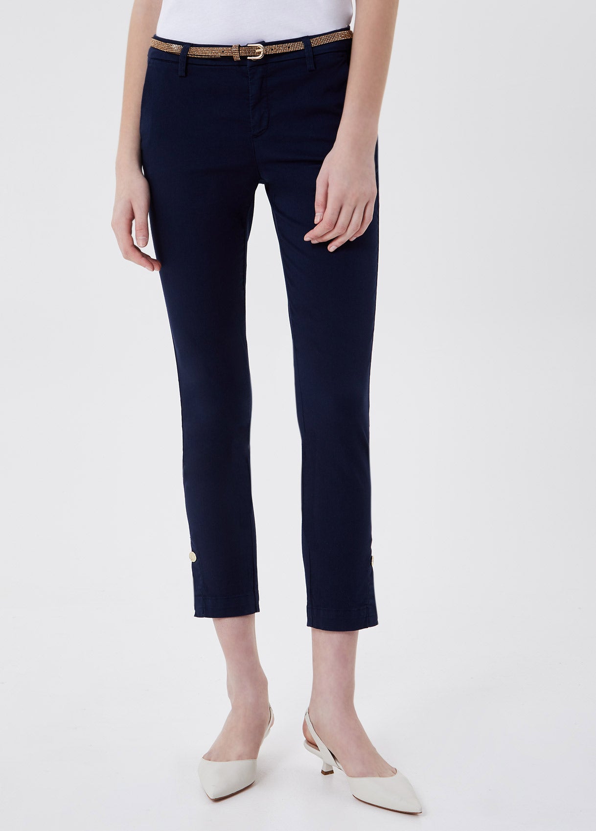 Pantalone chino con cintura / Blu - Ideal Moda