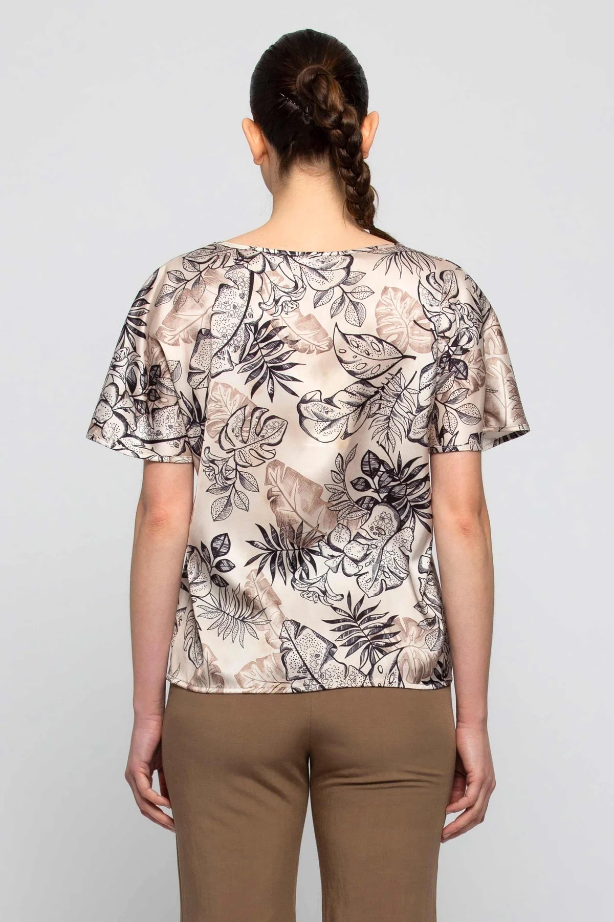Blusa Girocollo con Fantasia Kocca / Bianco - Ideal Moda