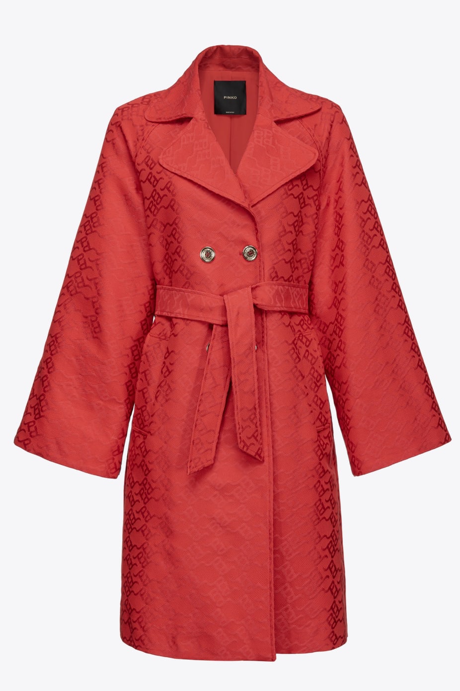 Trench Jacquard Logato Pinko / Rosso - Ideal Moda