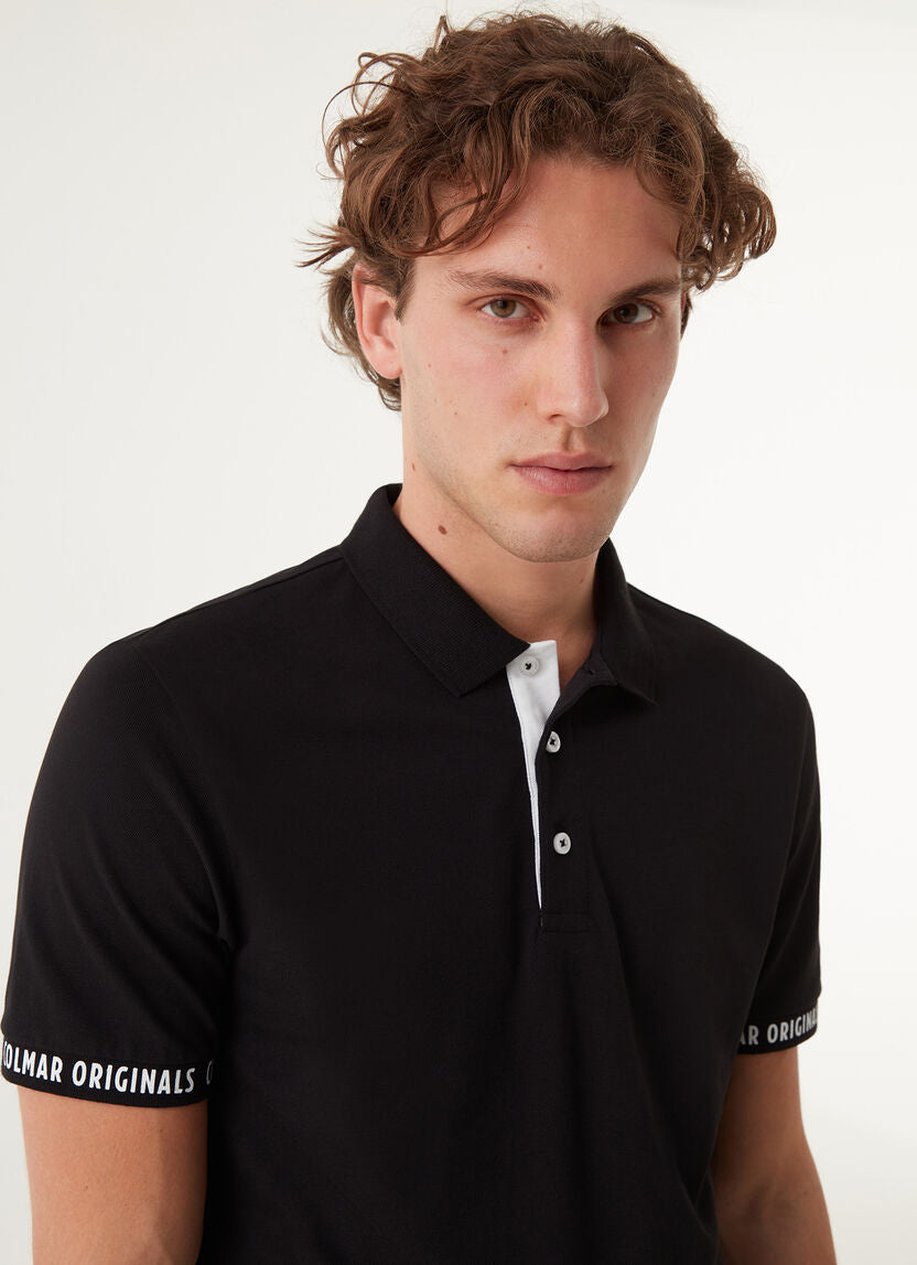 Polo con Fessino a Contrasto / Nero - Ideal Moda