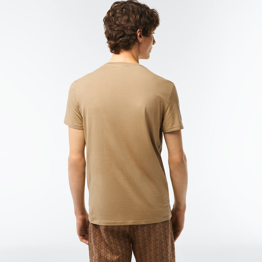 T-Shirt in Jersey di Cotone Pima Lacoste / Beige - Ideal Moda