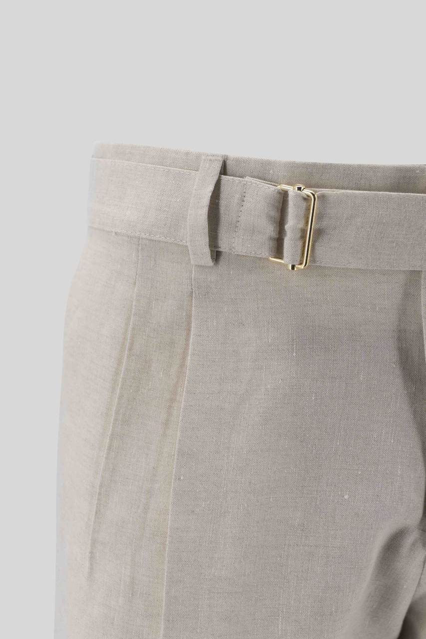 Pantaloncino in Lino con Cintura / Beige - Ideal Moda