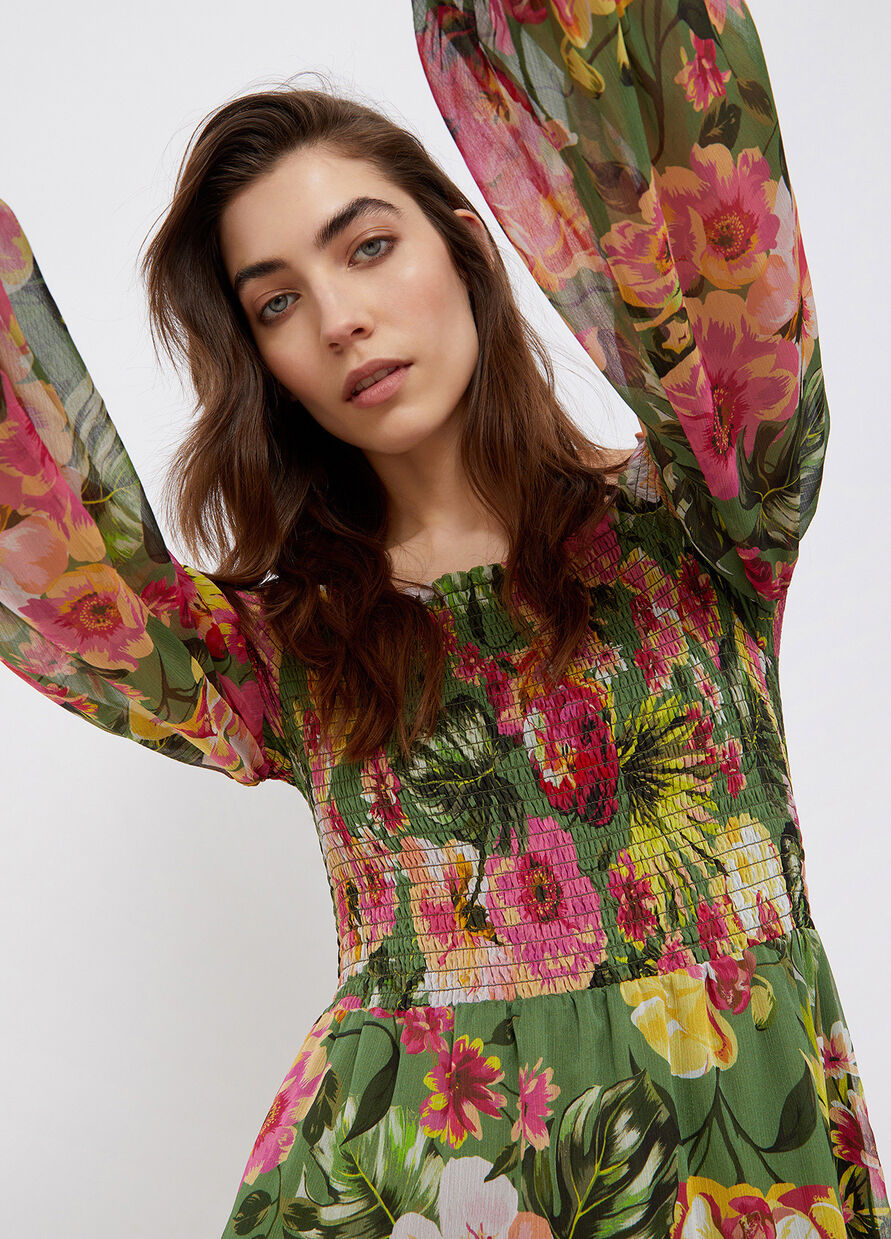 Abito Liu Jo Lungo a Fiori Verde