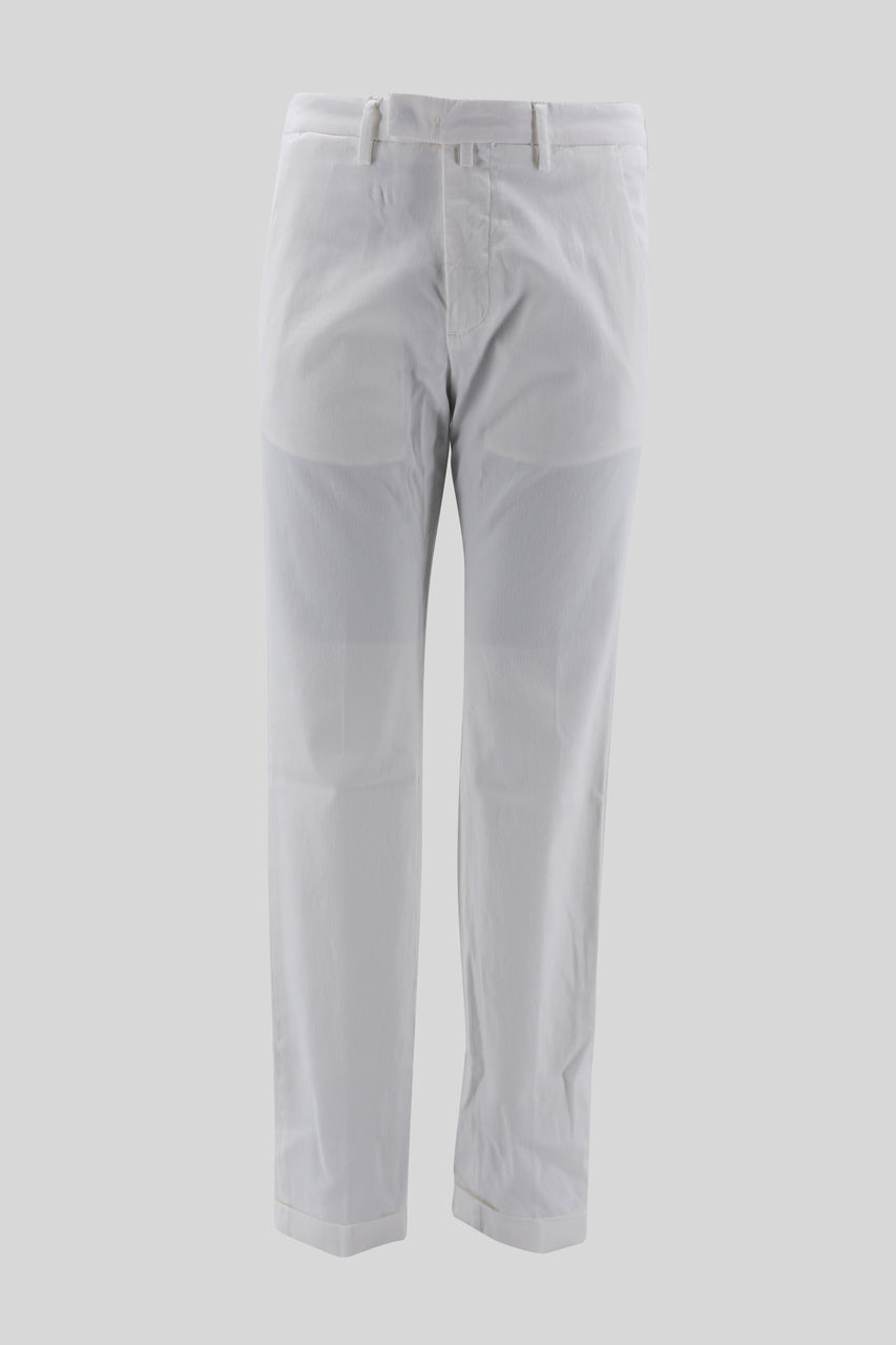 Pantalone in Cotone Tramato / Bianco - Ideal Moda