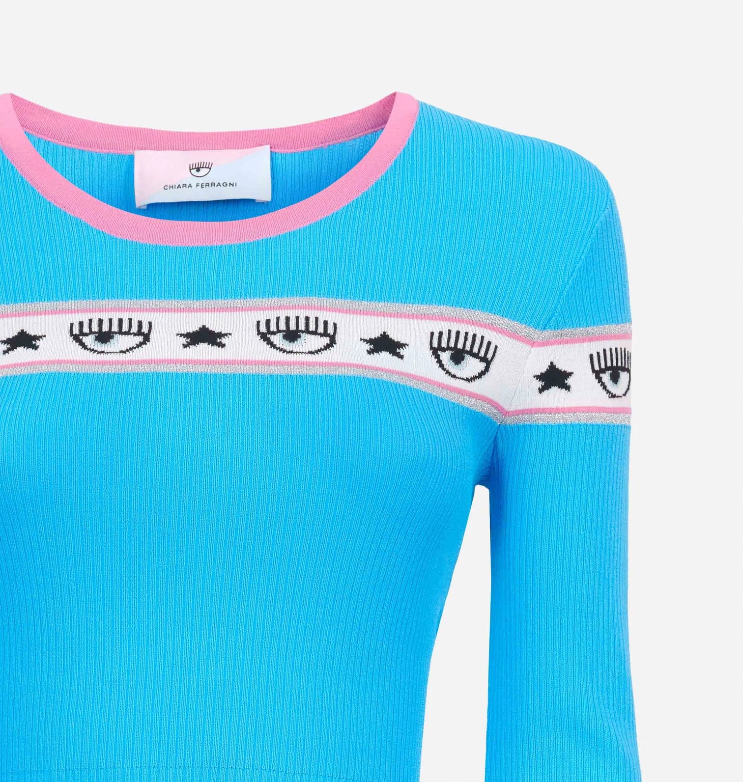 Maglia Chiara Ferragni con Logo / Azzurro - Ideal Moda