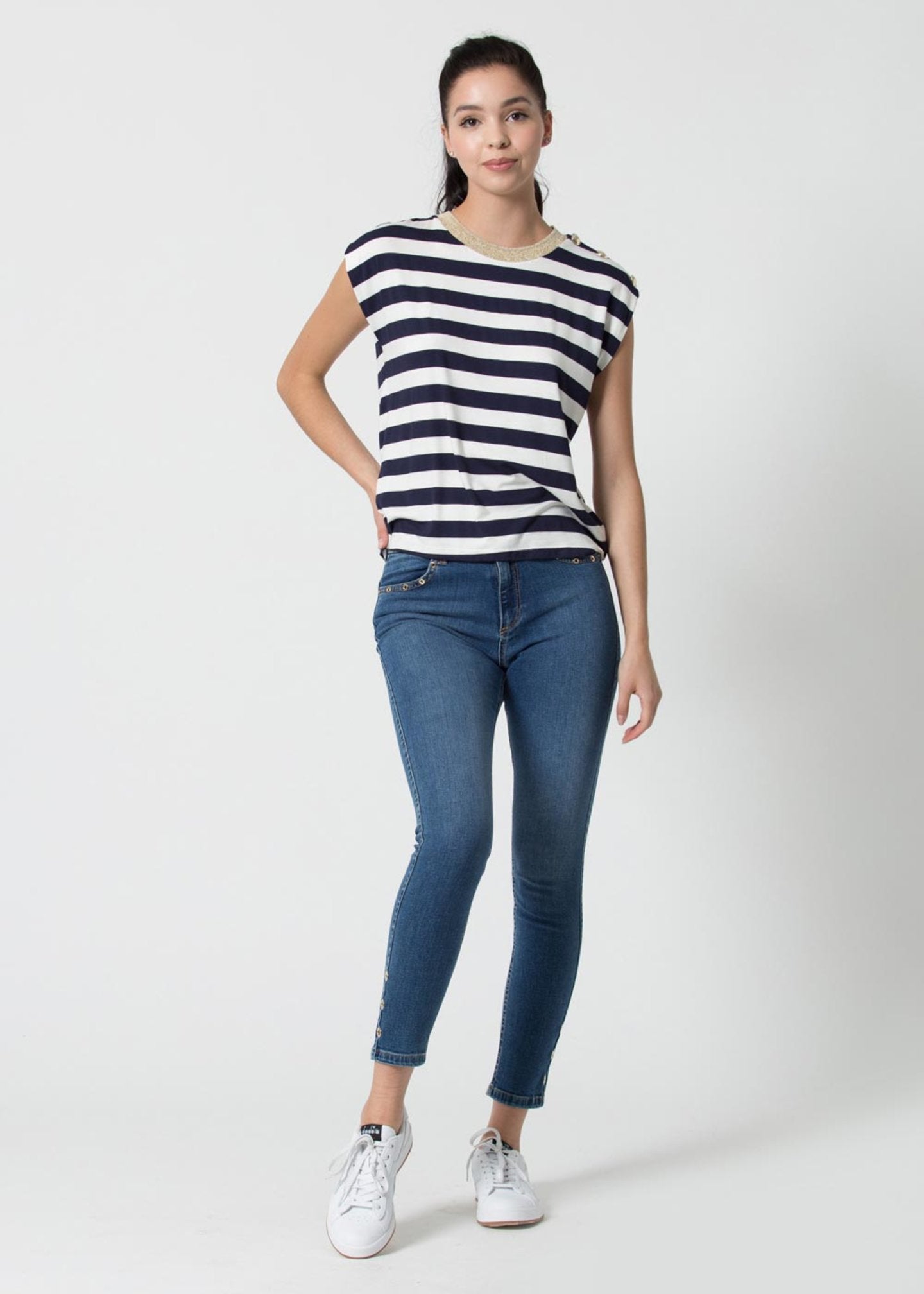 T-Shirt Kocca a Girocollo / Blu - Ideal Moda