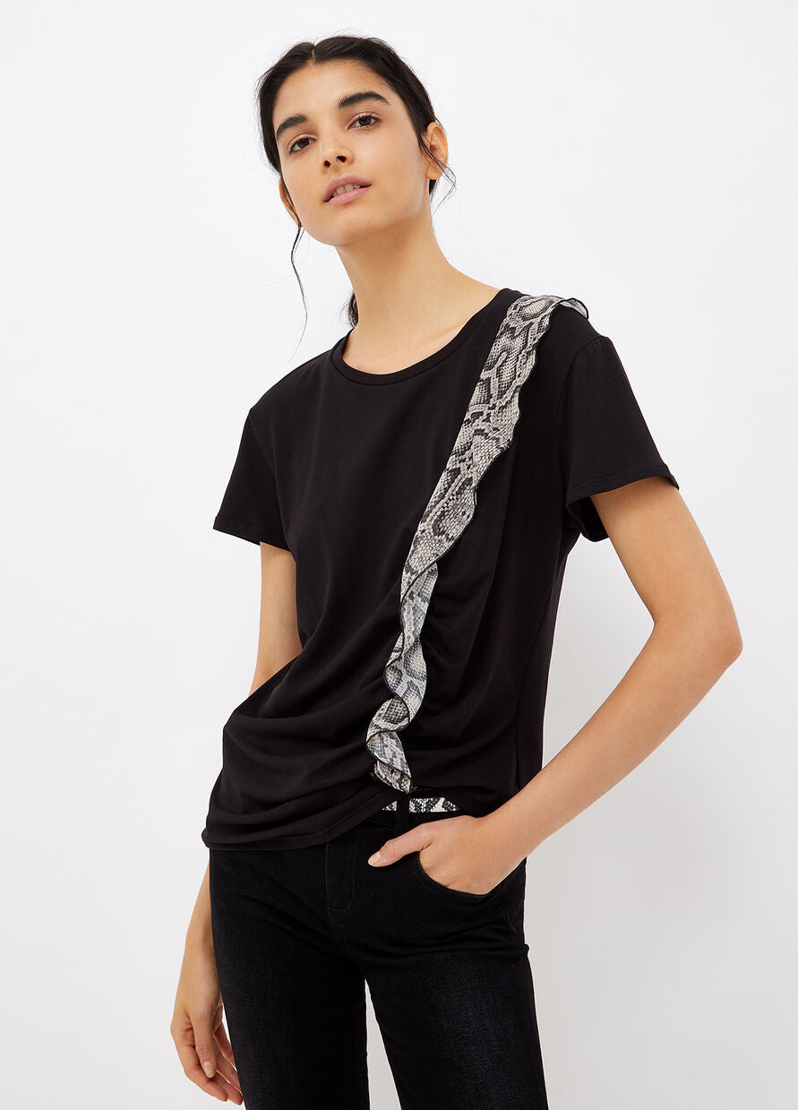 T-shirt Liu Jo con volants / Nero - Ideal Moda