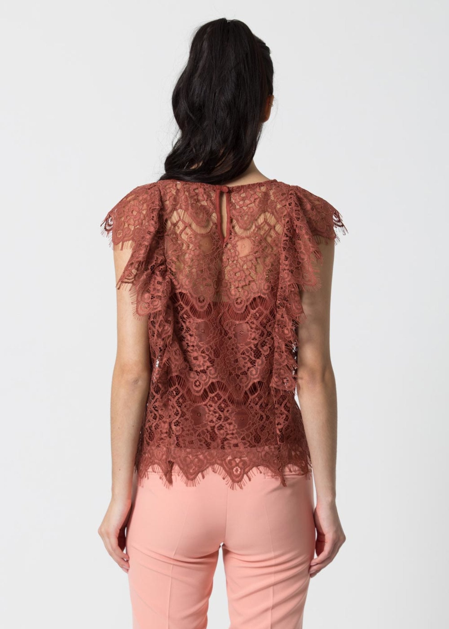 Canotta Kocca in Pizzo / Marrone - Ideal Moda