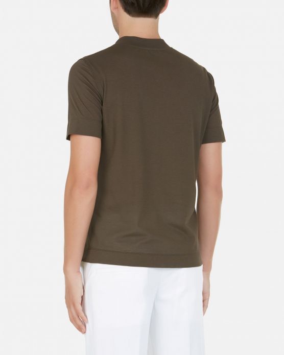 T-shirt in piquet di cotone / Marrone - Ideal Moda