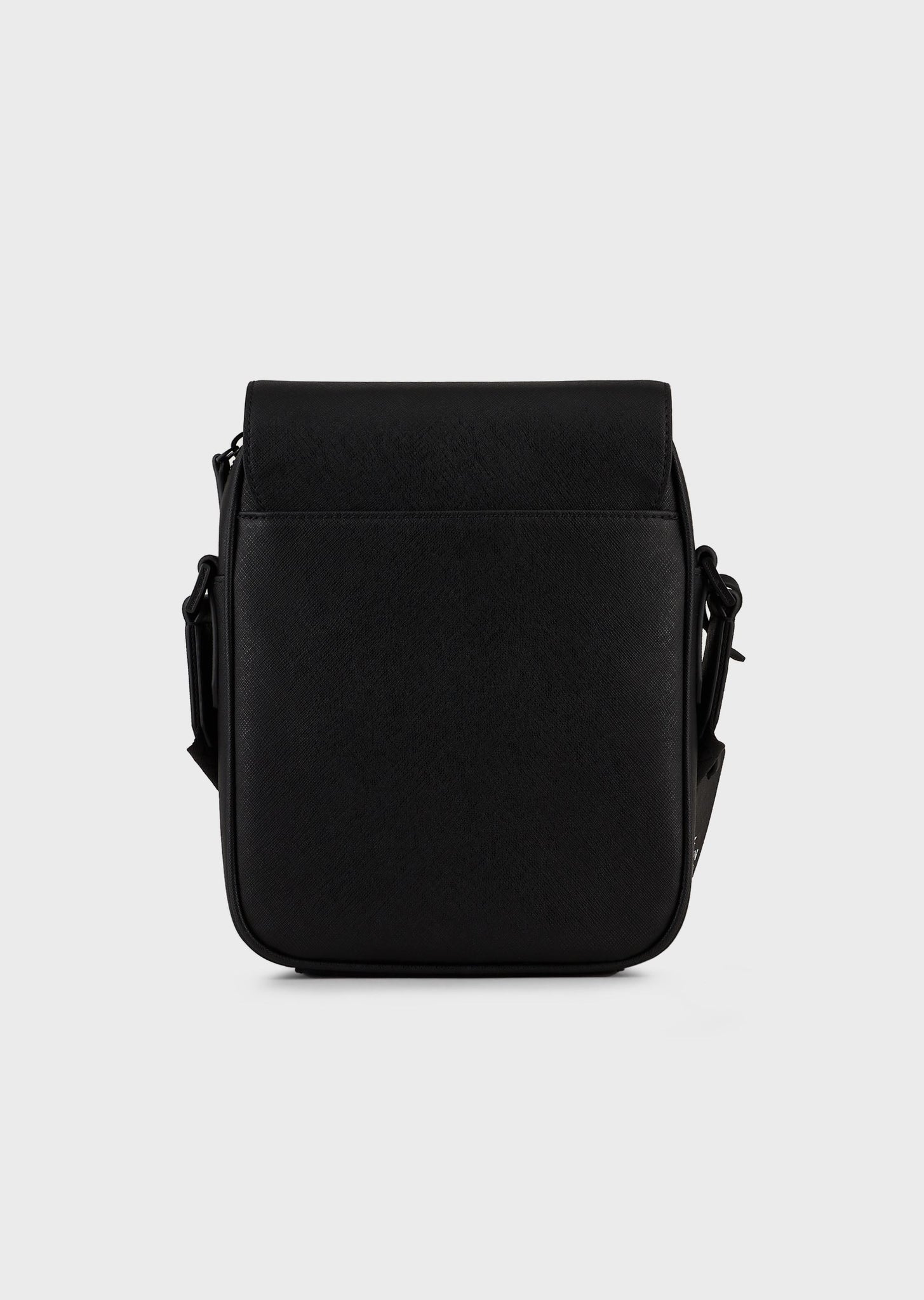Borsa a tracolla in pelle rigenerata stampa saffiano / Nero - Ideal Moda