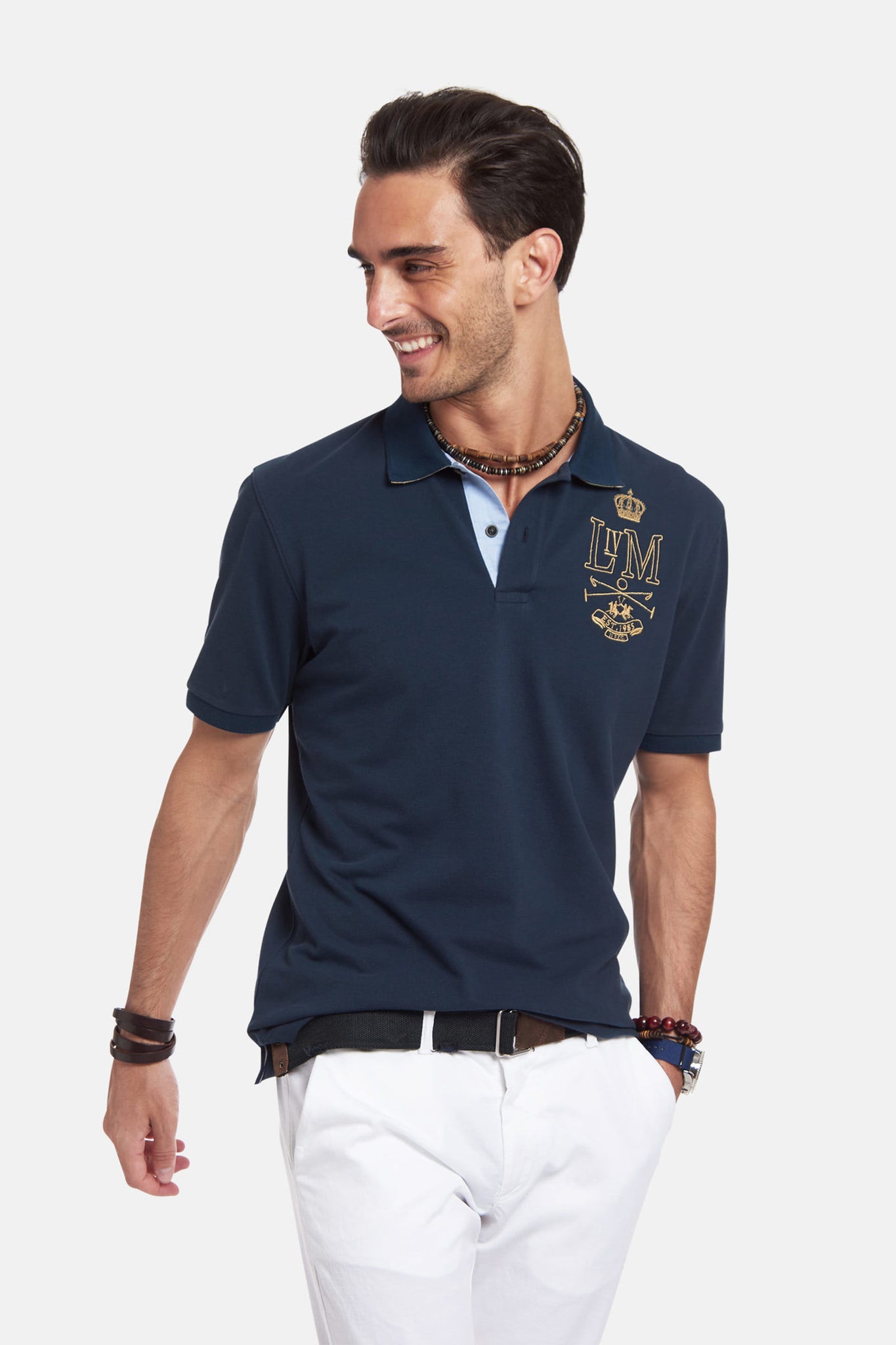 Polo Mezze Maniche in Piquet / Blu - Ideal Moda