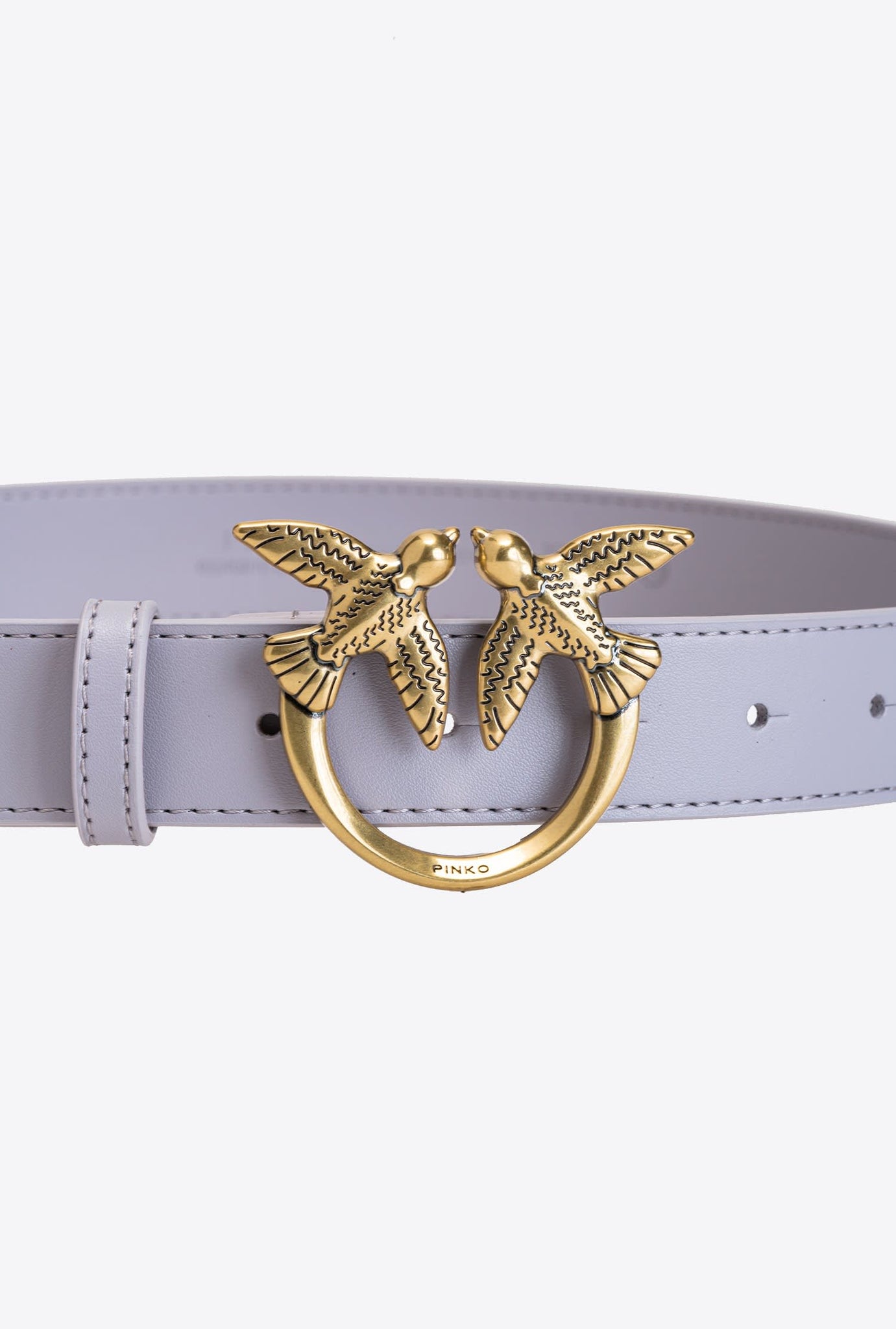 Cintura in Pelle con Logo Pinko / Grigio - Ideal Moda