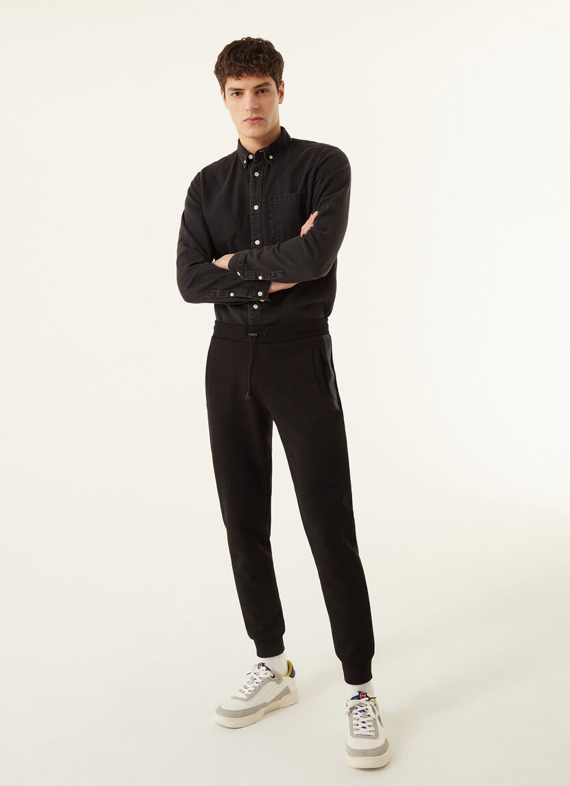 Pantaloni in Felpa con Scritta Transfer / Nero - Ideal Moda