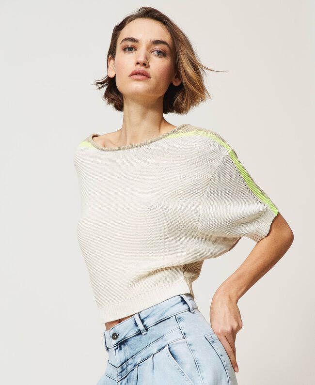 Cardigan-maglia in filato riciclato / Beige - Ideal Moda