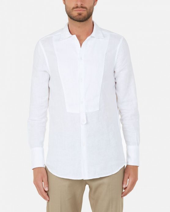 Camicia con plastron / Bianco - Ideal Moda