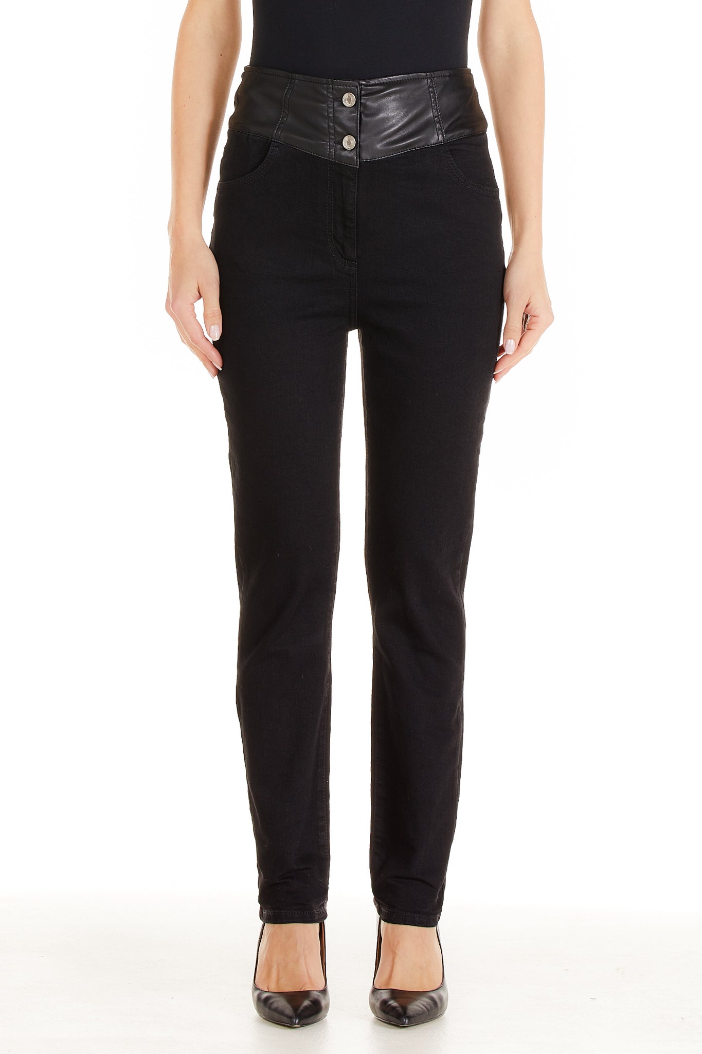 Jeans con Inserto in Ecopelle Liu Jo / Nero - Ideal Moda