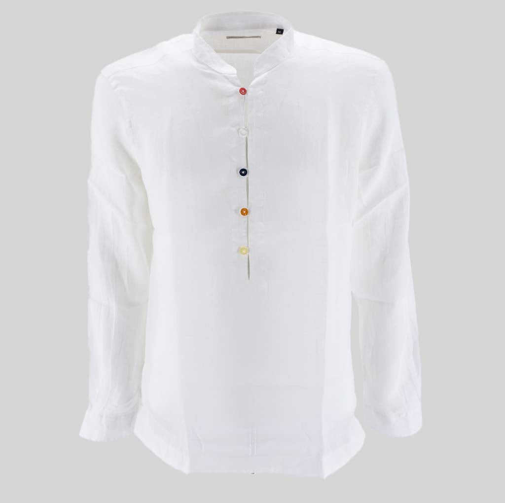 Camicia collo coreano / Bianco - Ideal Moda