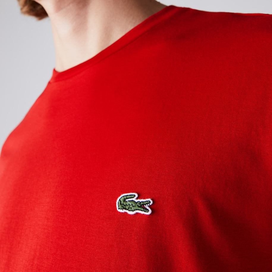 T-Shirt Lacoste in Pima Cotton / Rosso - Ideal Moda