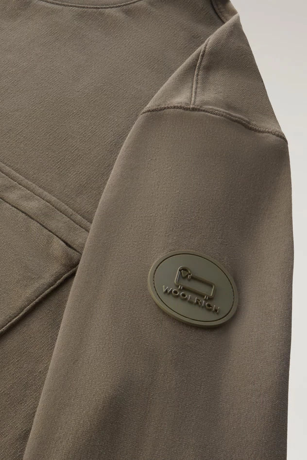 Felpa Girocollo in Cotone Woolrich / Verde - Ideal Moda