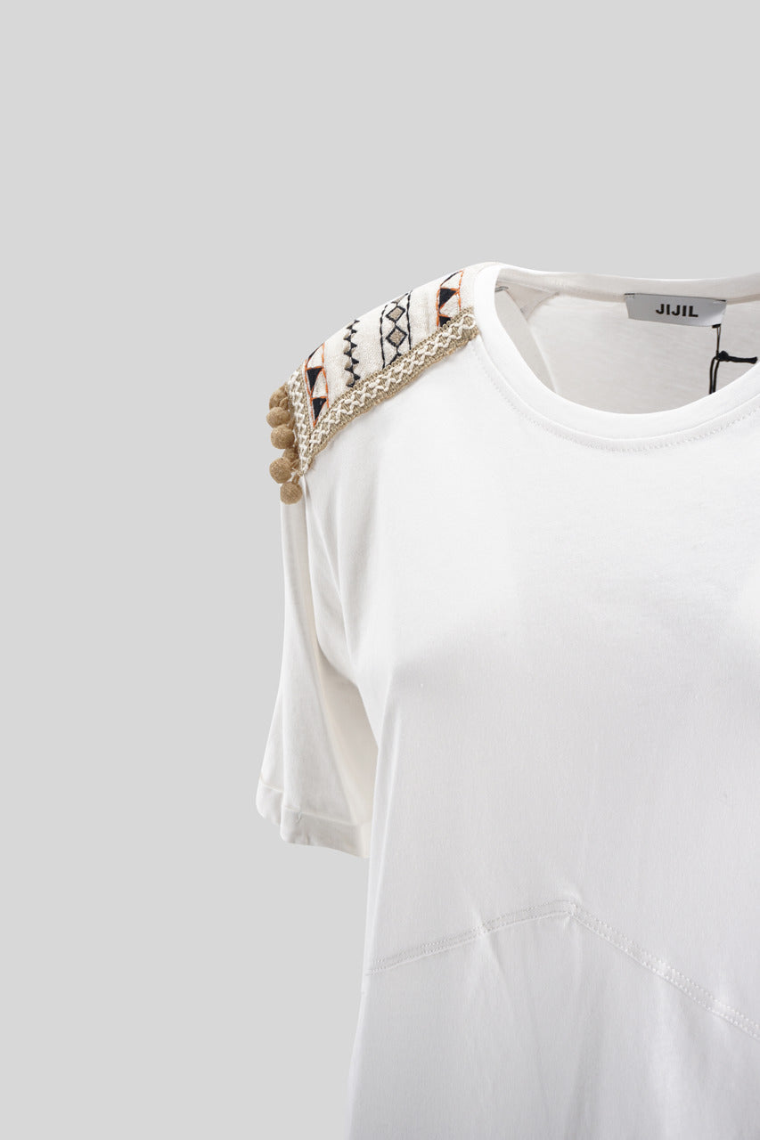 T-shirt con Applicazioni / Bianco - Ideal Moda