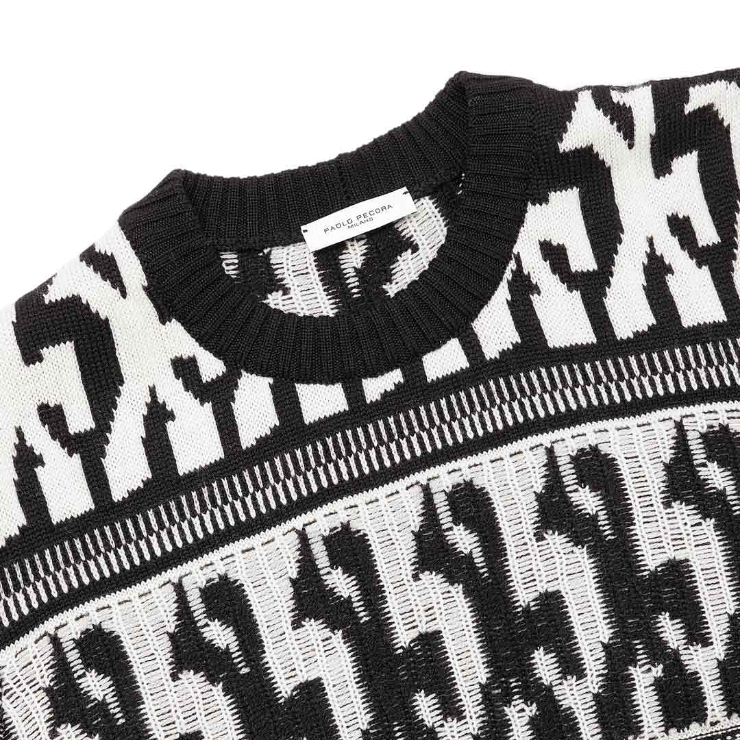 Maglia Jaquard in Lana Paolo Pecora / Nero - Ideal Moda