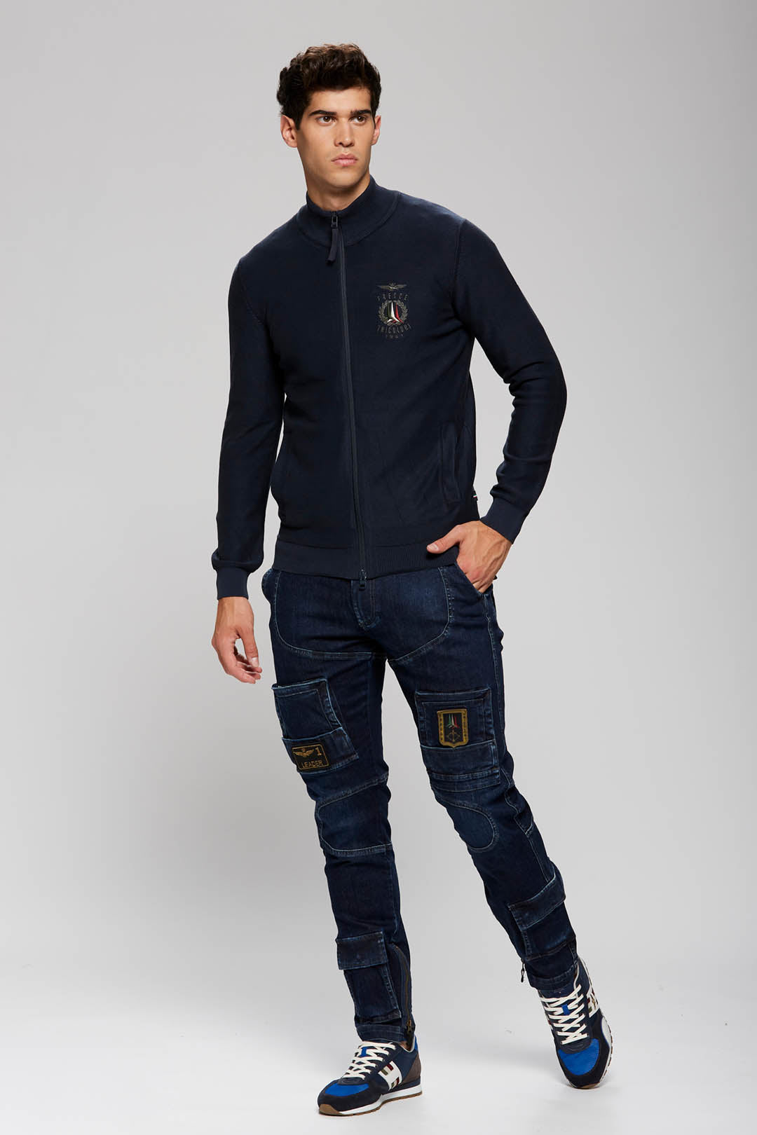 Maglia Aeronautica Militare Full Zip / Blu - Ideal Moda
