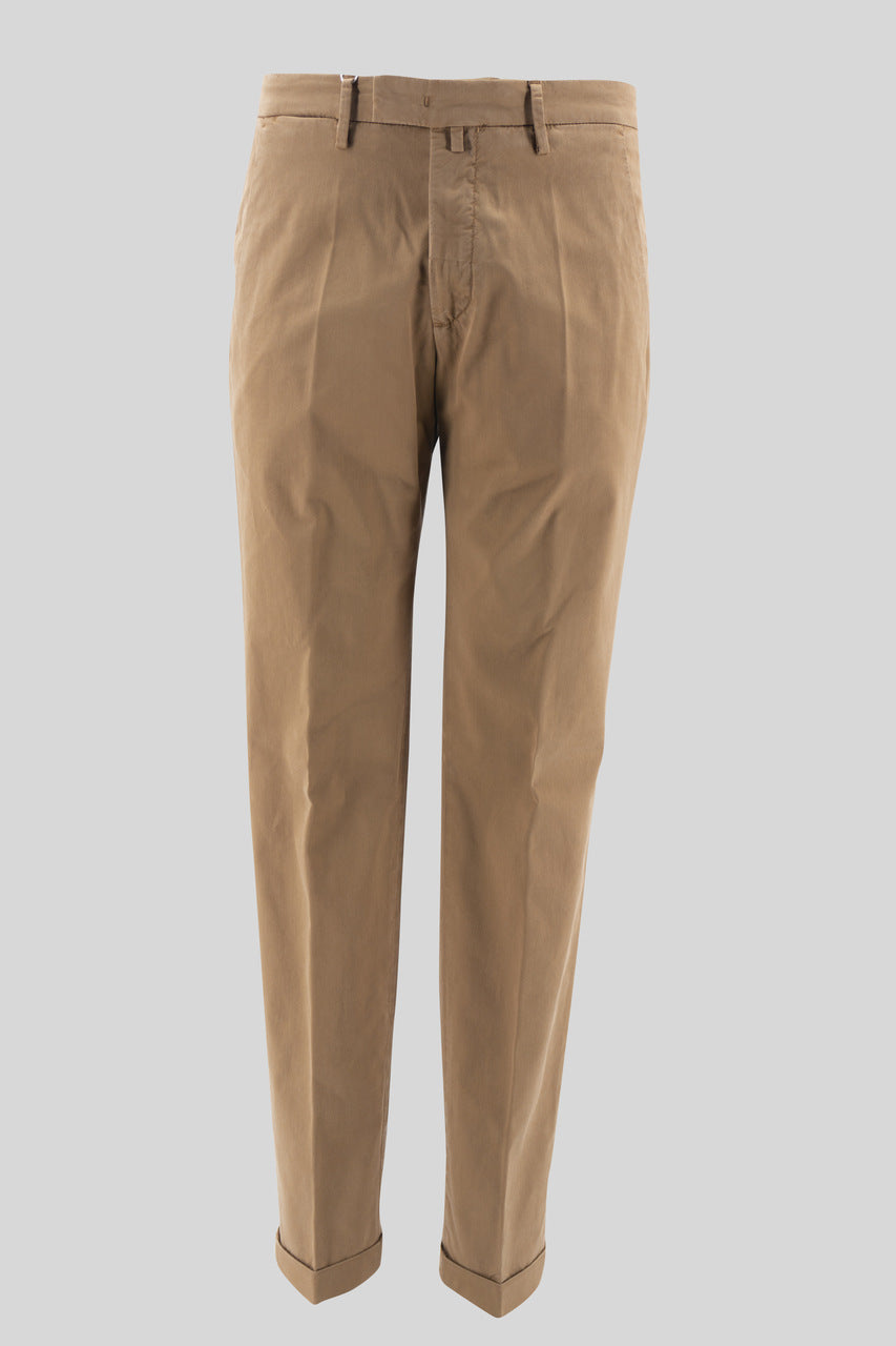 Pantalone Slim Fit in Morbido Cotone / Beige - Ideal Moda