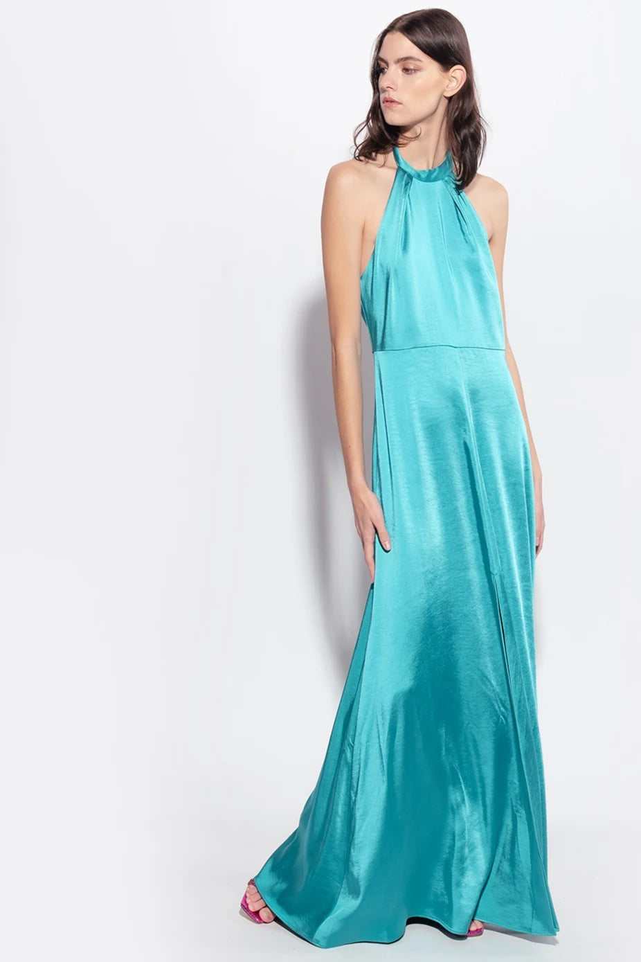 Abito Lungo in Raso Pinko  / Verde - Ideal Moda