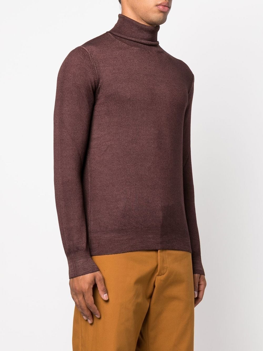 Maglia a Collo Alto in Lana Tagliatore / Marrone - Ideal Moda