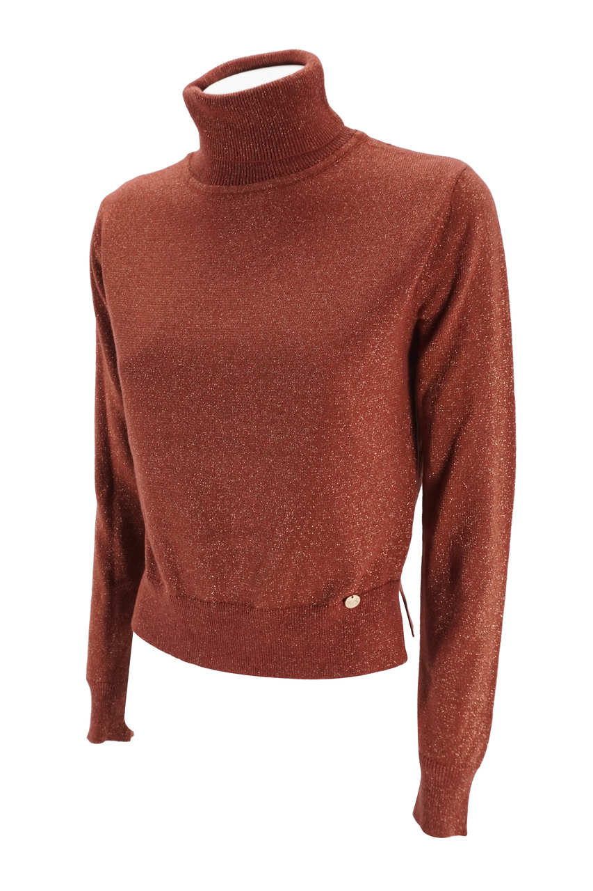 Maglia Very Simple a collo alto / Marrone - Ideal Moda