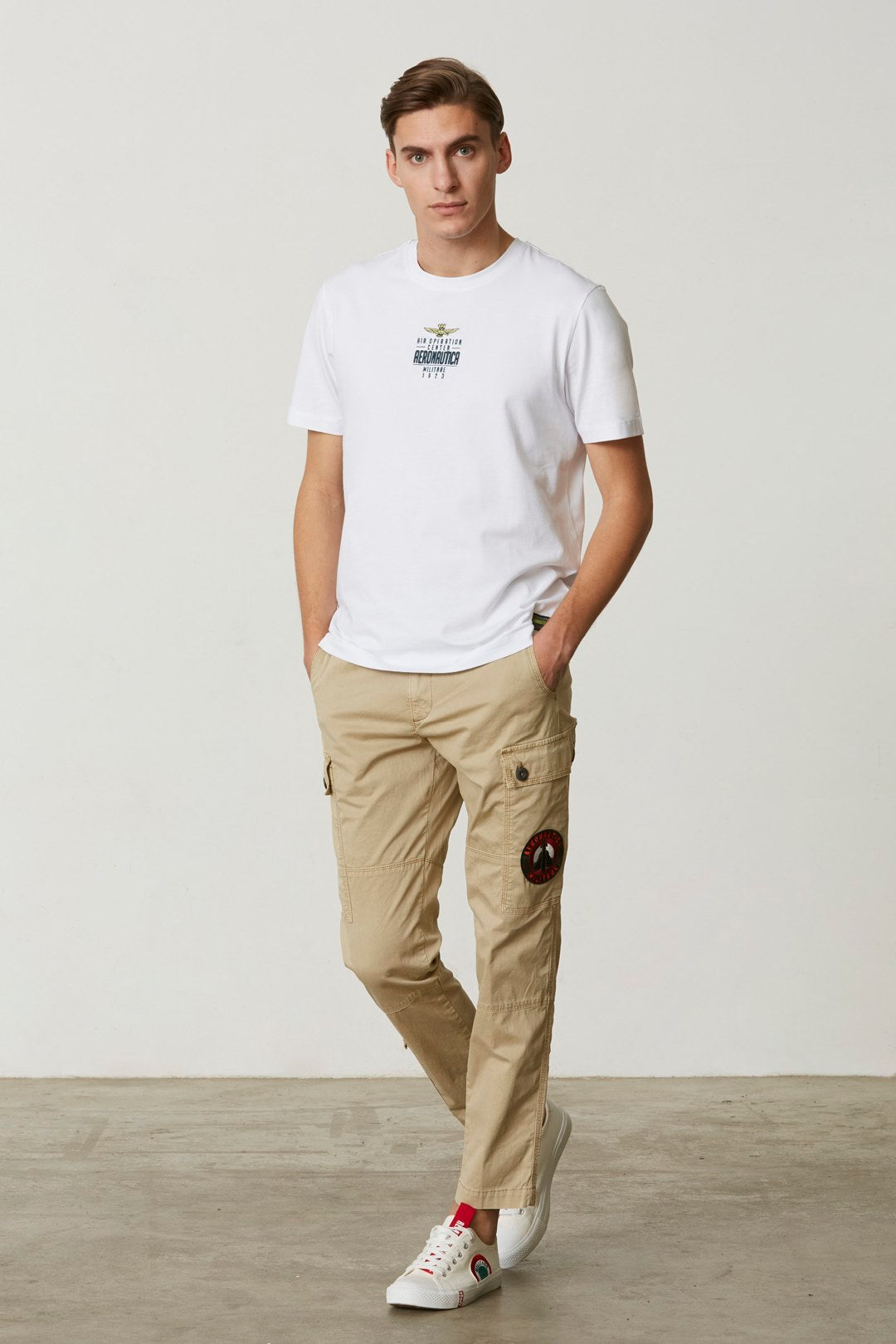 T-Shirt Aeronautica Militare con Logo / Bianco - Ideal Moda